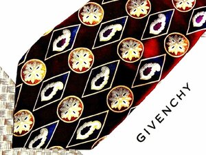 ♪29572C♪良品【花 植物 ペイズリー 柄】ジバンシィ【GIVENCHY】ネクタイ