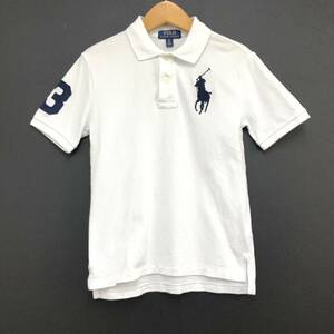 □POLO RALPH LAUREN 半袖ポロシャツ S(8)140/68 白 ポロラルフローレン キッズ ビッグポニー 刺繍 綿100％ 複数落札同梱OK B240718-5