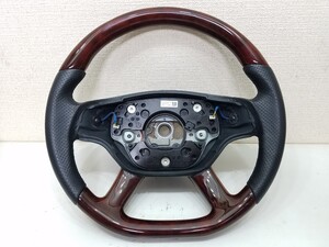 美品■ウッド/本革スポーツステアリング■W221.W216.■前期用(パドル付)