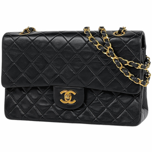 シャネル CHANEL マトラッセ Wフラップ チェーン ショルダーバッグ ココマーク ショルダーバッグ レザー ブラック A01112 レディース 中古