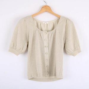 ROPE ニット トップス 半袖 ラメ入り レディース M ベージュ