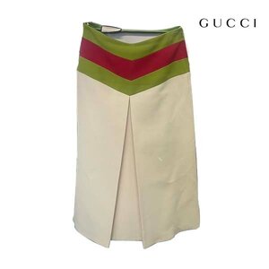 GUCCI/グッチ ロングスカート 42(170/71Y) 669707 シェブロン グリーン レッド ベージュ ボトムス