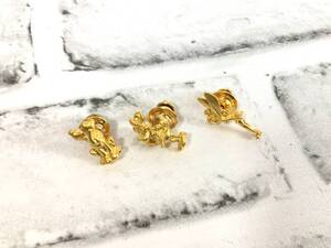 X641 Disney/ディズニー　FINE JEWELRY/ファインジュエリー　ピンバッジ　ピンズ　ゴールド　3点セット ミッキー/プルート/ティンカーベル