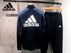 adidas アディダス バックロゴプリント ウォームアップジャケット x パンツ セットアップ O/トレーニング ジャージ 上下セット/紺/メンズ