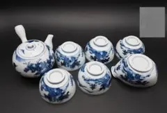 京焼名工 京風 染付山水図 茶器セット