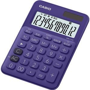 【新品】(まとめ) カシオ カラフル電卓 ミニジャストタイプ12桁 パープル MW-C20C-PL-N 1台 〔×10セット〕