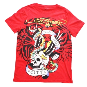 ED HARDY / エドハーディー HEART CROWN NEW YORK CITY TATOO T-SHIRT RED S