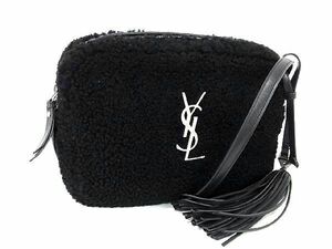 ■極美品■ YVESSAINTLAURENT イヴサンローラン ボアルーカメラバッグ ボア タッセル クロスボディ ショルダーバッグ ブラック系 AP1354