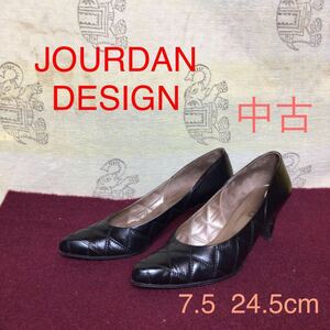 【売り切り!送料無料!】A-105 JOURDAN DESIGN!ジョルダン!7.5!24.5cm!パンプス!黒!キルティング!中古!