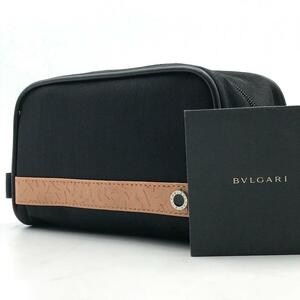 新品未使用●ブルガリ BVLGARI メンズ ビジネス クラッチバッグ セカンドバッグ ハンドバッグ レザー シルバー金具 ブラック系 手提げ鞄