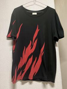 SAINT LAURENT PARIS サンローラン パリ 　 　Tシャツ　　黒　 柄　　XS 　 中古 多少難あり