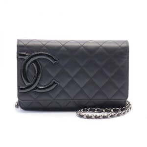 シャネル カンボンライン ブランドオフ CHANEL レザー ショルダーバッグ レザー/エナメル 中古 レディース