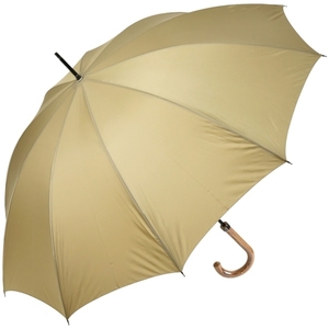 傘 メンズ 長傘 WAKAO 超撥水 雨傘 木製ハンドル クラシックスタイル 10本骨傘 ベージュ 親骨65cm 手開き