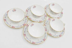 (835M 0612T4)1円～ 未使用 ノリタケ Ｎoritake ソーサー カップ 5客セット Bone China ティーカップ 洋食器 花