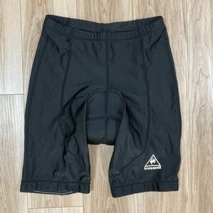 送料230★美品 ルコック L メンズ 3Dパッド付 レーサーパンツ サイクルパンツ 正規 le coq sportif ブランドマーク 良質品 n241 ブラック