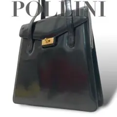 【美品】POLLINI トートバッグ　ハンドバッグ　ゴールドターンロック　肩掛け