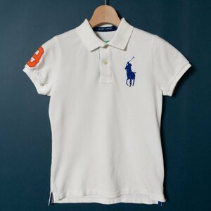 メール便◯ RALPH LAUREN ラルフローレン ポロシャツ キッズ ジュニア Sサイズ 160 ホワイト 白色 半袖 定番 ジュニア コットン100％ 刺繍