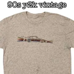 90s y2k car vintage gray rainbow Tシャツ　XL