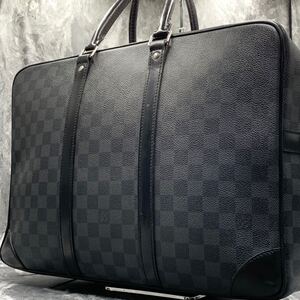 1円【入手困難】Louis Vuitton ルイヴィトン PDV GM ダミエ グラフィット メンズ ビジネスバッグ トートバッグ ブリーフケース PVC×レザー