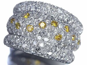 IKM10962SS【売り切り】新品【RK宝石】《Diamond》 極上イエローダイヤ 極上クリアダイヤ 総計4.1ct! K18WG 超高級リング パヴェ ダイヤ