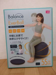 T21.25) ExerBall / 体幹バランスエクサボール　55cm　台座・ポンプ・カバー付　ネイビー　体幹トレーニング エクササイズ バランスボール