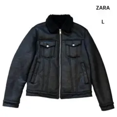 【美品】ZARA ザラ 3rd型 フェイクムートンジャケット ボア 黒 L