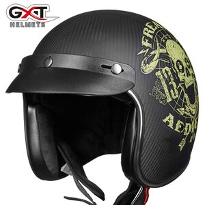 TZX521★新品バイクヘルメット 炭素繊維 ジェットヘルメット バイザー付き ハーレージェットヘルメットA