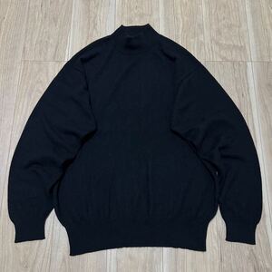 ★カシミア100%★高級 Cashmere 長袖 カシミヤ ニット セーター メンズ ボトルネック 黒 ブラック サイズL 美品 R-6793