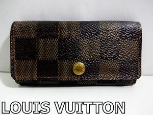 X4K105◆本物◆ ルイヴィトン LOUIS VUITTON ダミエ ブラウン ミュルティクレ4 4連 キーケース TH1005