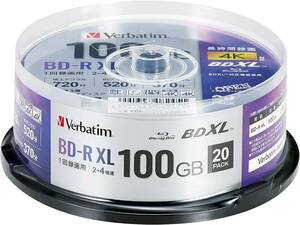 Verbatim バーベイタム 1回録画用 ブルーレイディスク BD-R XL 100GB 20枚 ホワイトプリンタブル 片面3層