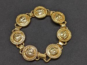 【55100】1円～ GIANNI VERSACE ジャンニ ヴェルサーチ メデューサ ブレスレット ゴールドタイプ 約31.3g アクセサリー ブランド小物 