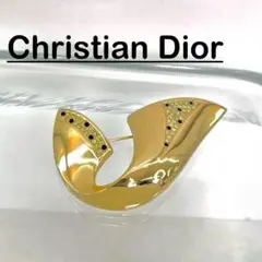 Christian Dior ブローチ　ゴールド　ラインストーン