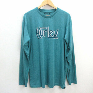 s■ハーレー/HURLEY ビッグロゴ ロングスリーブTシャツ【XL】緑系/MENS/105【中古】