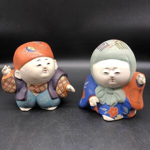 御所人形ペア　古い人形　土雛　雛人形 　日本人形　古美術　郷土玩具　伝統工芸品　美術品P3-7