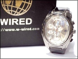 稼働品 セイコー ワイアード 7T92-0GA0 QZ クロノグラフ ラウンド メンズ腕時計 SEIKO WIRED