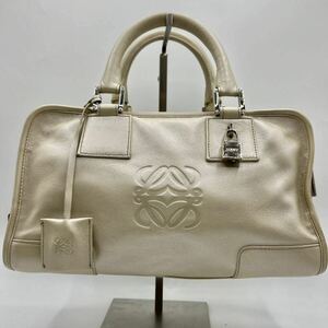 1円◎極美品◎ LOEWE ロエベ アマソナ28 ハンドバッグ バッグ ミニボストン アナグラム デカロゴ ロゴ型押し ナッパレザー 南京錠 カデナ