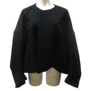 コムデギャルソン COMME des GARCONS 美品 24SS ノーカラー デザインジャケット GM-J024 黒 ブラック M レディース