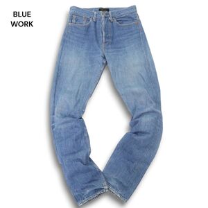 BLUE WORK ブルーワーク トゥモローランド 通年 USED加工★ スリム ストレート デニム パンツ ジーンズ Sz.28　メンズ　C4B04578_A#R