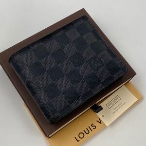 H1735【美品】※箱、保存袋付き　LOUIS VUITTON ルイヴィトン ダミエ グラフィット ポルトフォイユ マルコ 二つ折り財布 ウォレット N62664