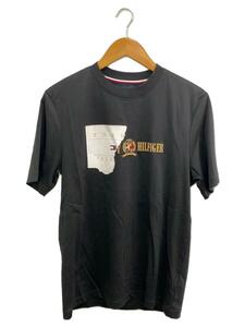 TOMMY HILFIGER◆インターロックデザインTシャツ/S/コットン/BLK/MW28695
