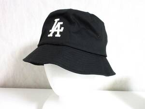 Ebbets Field Flannels エベッツフィールドフランネルズ バケットハット 帽子 LA 約60cm サイズ F 黒　yg1584