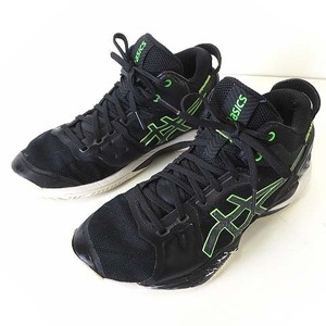 アシックス asics ゲルバースト GELBURST バスケットシューズ バッシュ スニーカー ハイカット 25.5cm 黒 ブラック ライムグリーン