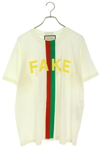 グッチ Tシャツ 616036 XJCXX サイズ:S FAKE NOTプリントTシャツ 中古 HJ12