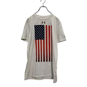 UNDER ARMOUR 半袖 プリントTシャツ XL 160～ キッズ ホワイト アンダーアーマー クルーネック 星条旗 古着卸 アメリカ仕入 a605-5295