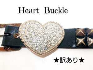 BA-Heart ★訳あり★ライントーン ハートバックル 合金製 クリアカラー buckle 透明 カラーストーン 大 キラキラ ジルコニア風 お洒落