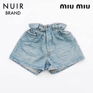 ミュウ ミュウ Miu Miu デニムパンツ ロゴ ショート デニム ブルー