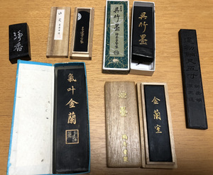 [中古格安] 書道墨 6本セット 固型墨 精昇堂 呉竹墨 墨運堂造 氣叶金蘭 鳩居堂製 建初銅尺 固形