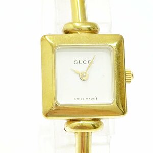 【1円スタート】GUCCI グッチ 1900L GP ホワイト文字盤 クオーツ レディース腕時計 316628