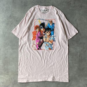 幽遊白書 アニメT プリントTシャツ マンガ ピンク 古着 L 11367