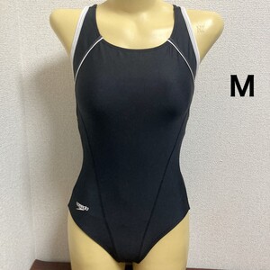 D369スピード♪ストレッチ♪パイピングデザインブラックスポーティー女子競泳水着♪アンダーやコレクションや撮影会にも♪サイズM